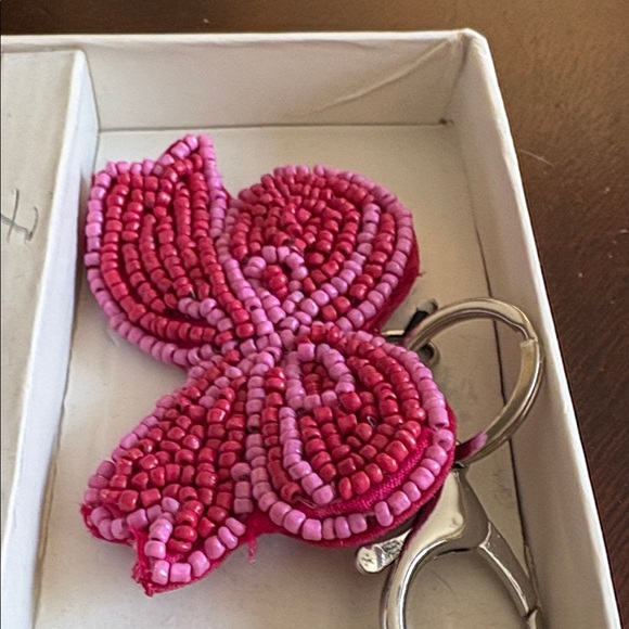 NWT Rachel Zoe Vibrant Pink Beaded 2PC Coin Purse & Charm/key ring - Picture 5 of 6